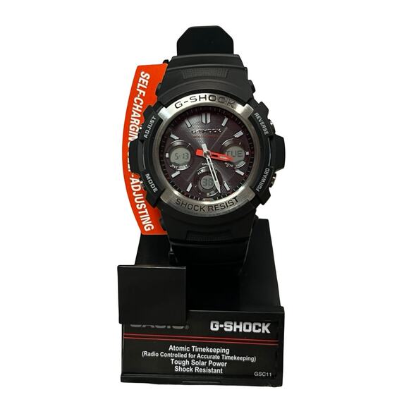 G-SHOCK Casio Men's Watch Black AWG-M100 1ACF Solar Analog-Digital Radio NIB - Picture 1 of 4